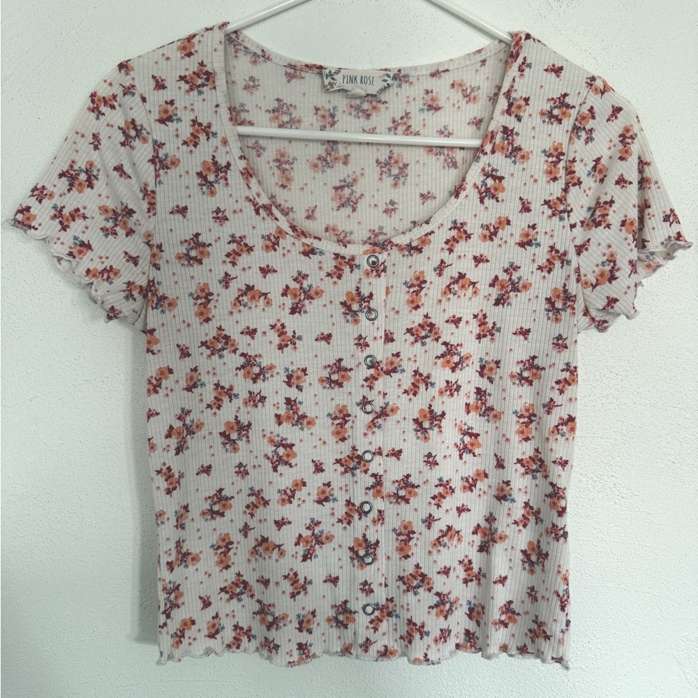 Floral Button Crop Top